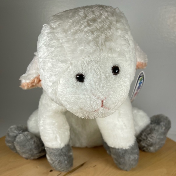 🆕Mary Meyer “Lucy Lamb” Flip flops plush lamb Easter stuffed toy NWT 11” white - Picture 11 of 13